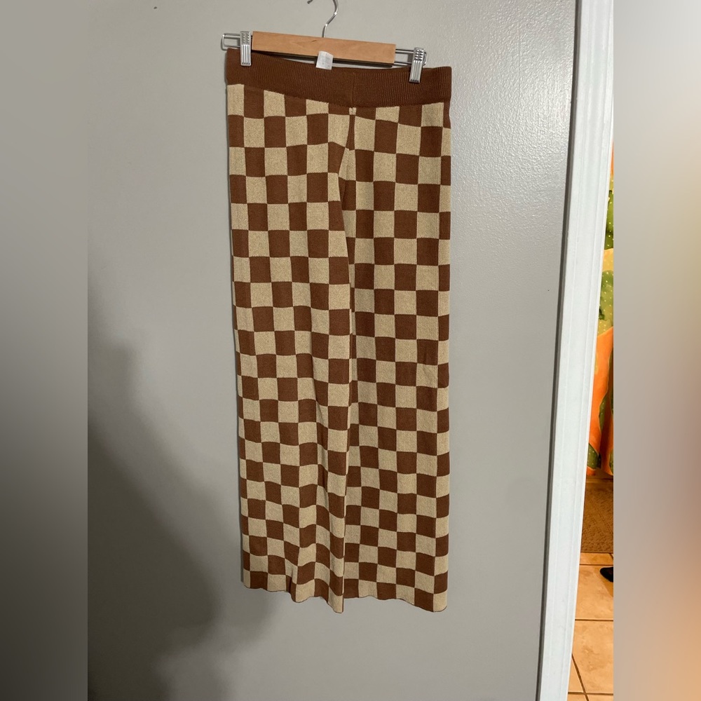 Knit wide leg pants